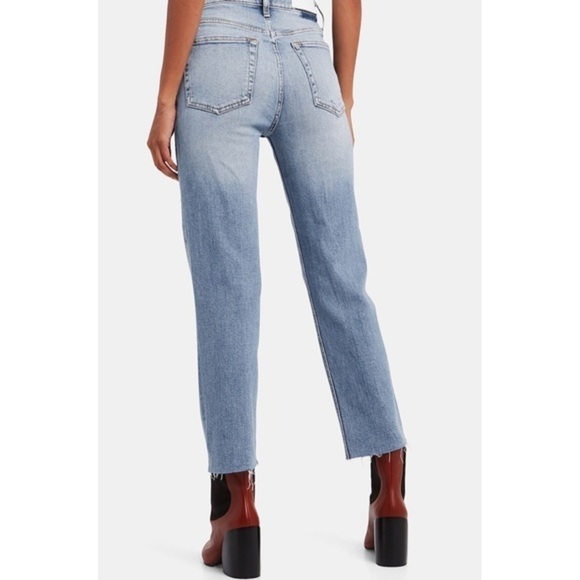 RE/DONE High Rise Stove Pipe Jeans in Light Stone Straight Crop - Picture 3 of 13